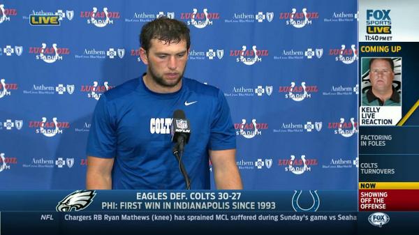Courtesy of Fox Sports: Andrew Luck and Co. have no answers through two weeks. 