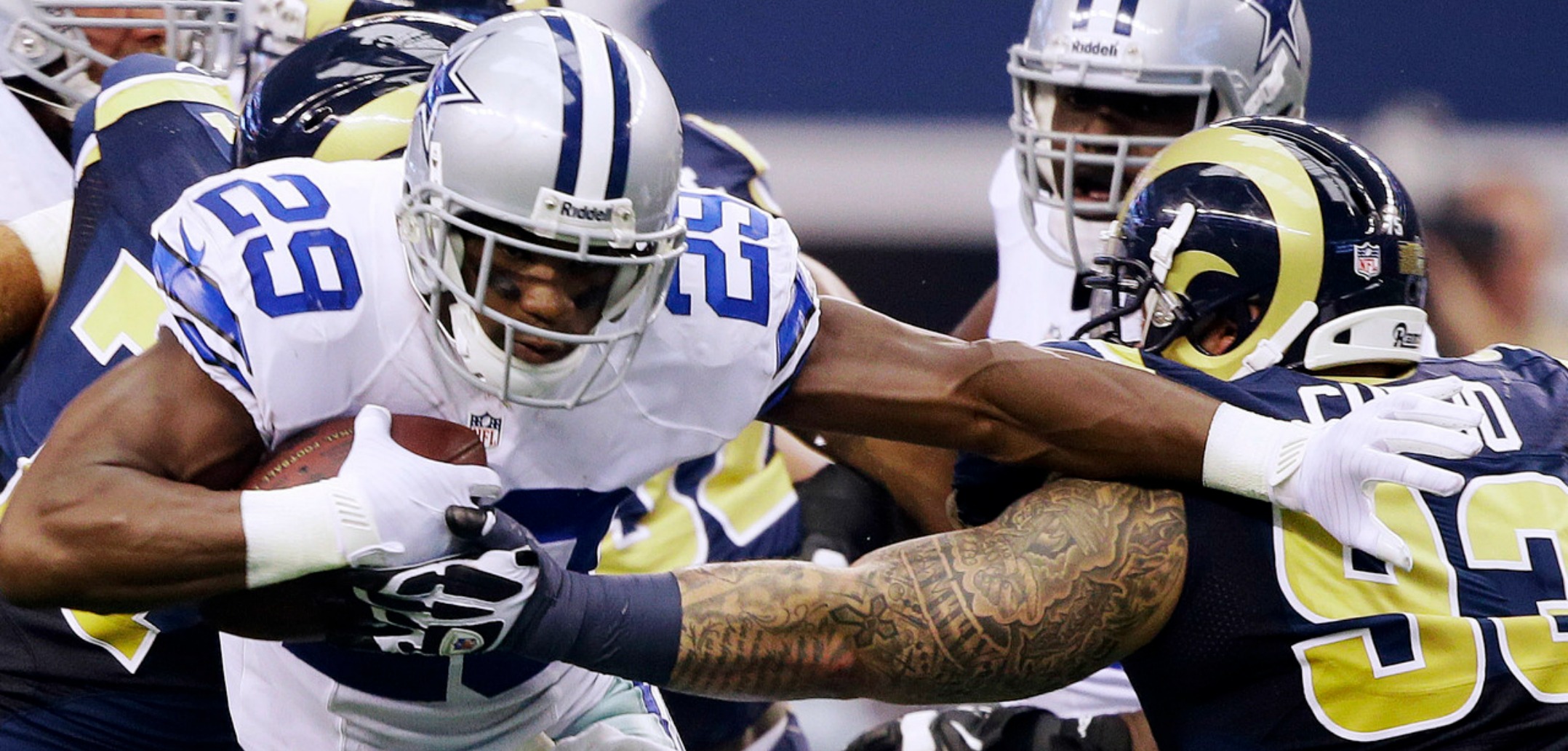 Courtesy of USA Today: Murray broke a single-game Cowboys rushing record against the Rams back in 2012. 