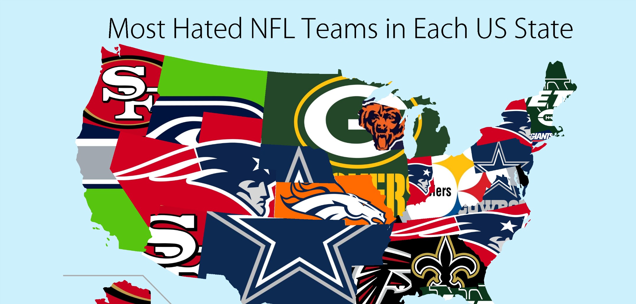 United States Map Of Most Hated Nfl Teams