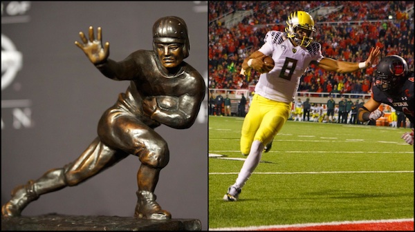 Whether running or throwing the football, Heisman Park's poses encapsulate  OU's football greats