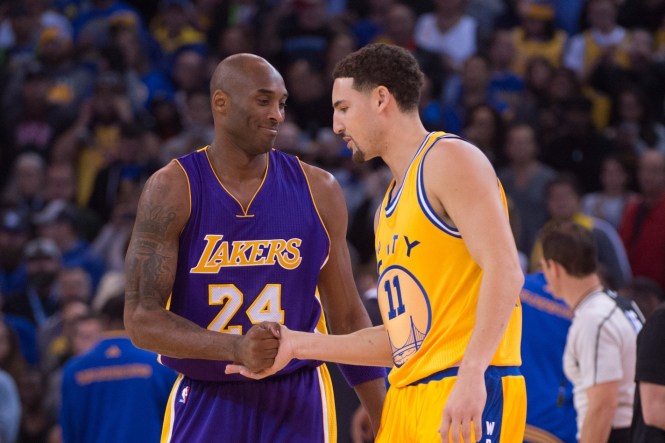 Kobe Bryant autographs game-worn jersey, gifts it to Klay Thompson