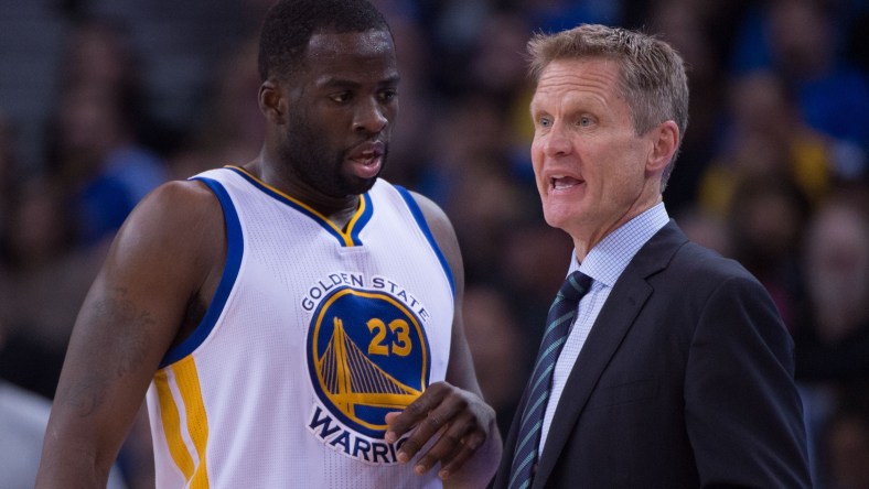 Steve Kerr and Draymond Green of the Golden State Warriors