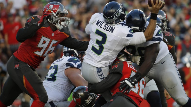 Russell Wilson gets sacked, a big problem for the Seahawks heading into training camp