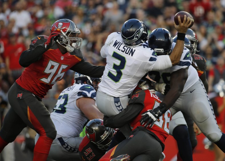 Russell Wilson gets sacked, a big problem for the Seahawks heading into training camp