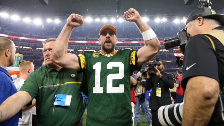 Green Bay Packers quarterback Aaron Rodgers at AT&T Stadium