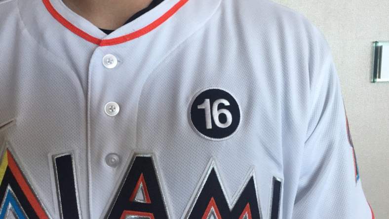 Jose Fernandez uniform number 16 Miami Marlins