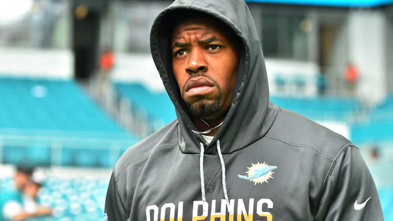 Dec 11, 2016; Miami Gardens, FL, USA; Miami Dolphins defensive end Cameron Wake (91) takes the field prior to the game against the Arizona Cardinals at Hard Rock Stadium. Mandatory Credit: Jasen Vinlove-USA TODAY Sports