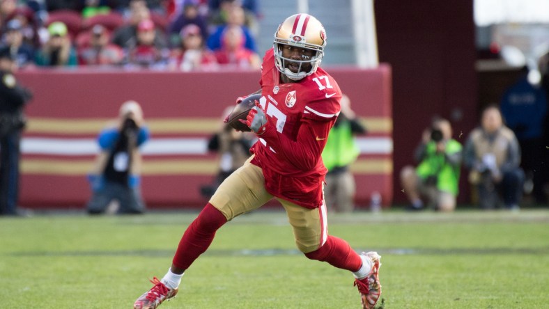 Caption: January 1, 2017; Santa Clara, CA, USA; San Francisco 49ers wide receiver Jeremy Kerley (17) during the first quarter against the Seattle Seahawks at Levi's Stadium. The Seahawks defeated the 49ers 25-23. Mandatory Credit: Kyle Terada-USA TODAY Sports