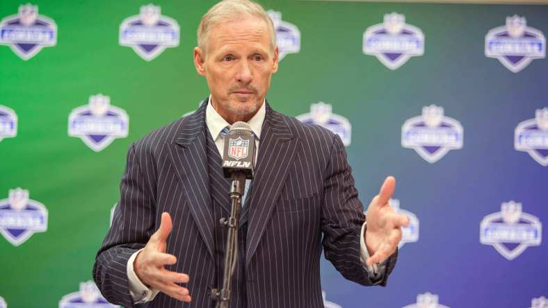 Mar 4, 2017; Indianapolis, IN, USA; NFL Media draft expert Mike Mayock speaks to the media during the 2017 combine at Indiana Convention Center. Mandatory Credit: Trevor Ruszkowski-USA TODAY Sports