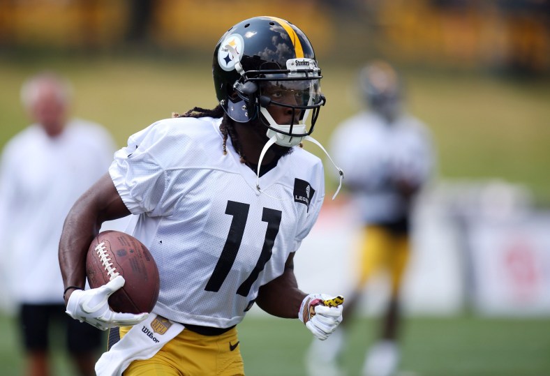 Jul 29, 2016; Latrobe, PA, USA; Pittsburgh Steelers wide receiver Markus Wheaton (11) participates in drills during training camp at Saint Vincent College. Mandatory Credit: Charles LeClaire-USA TODAY Sports