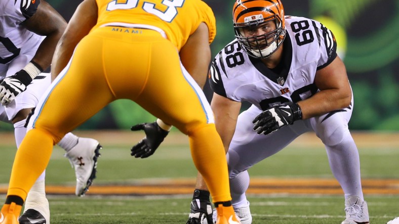 Sep 29, 2016; Cincinnati, OH, USA; Cincinnati Bengals guard Kevin Zeitler (68) against the Miami Dolphins at Paul Brown Stadium. The Bengals won 22-7. Mandatory Credit: Aaron Doster-USA TODAY Sports