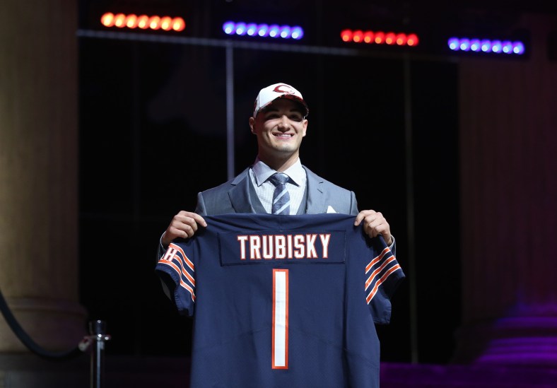 NFL rookies, MitchTrubisky (North Carolina) is selected as the number 2 overall pick to the Chicago Bears in the first round the 2017 NFL Draft at Philadelphia Museum of Art.
