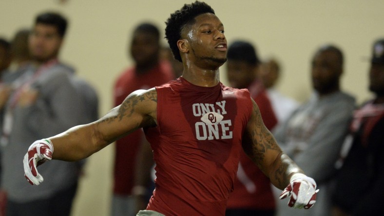 Mar 8, 2017; Norman, OK, USA; Oklahoma running back Joe Mixon (25) participates in drills during Oklahoma Pro Day at Everest Training Center. Mandatory Credit: Mark D. Smith-USA TODAY Sports