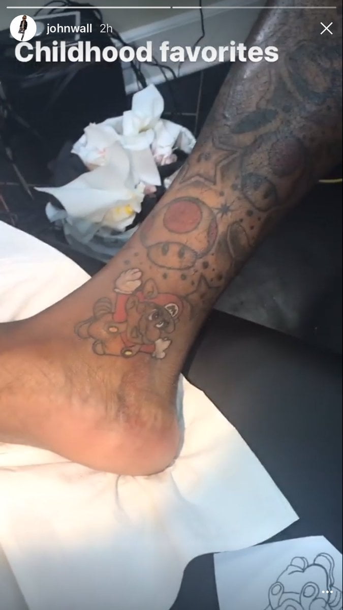 Check out John Wall's new Mario Brothers tattoo.