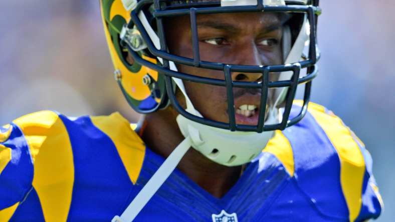 Sep 18, 2016; Los Angeles, CA, USA; Los Angeles Rams cornerback Troy Hill (32) prior to a NFL game against the Seattle Seahawks at Los Angeles Memorial Coliseum. Mandatory Credit: Kirby Lee-USA TODAY Sports