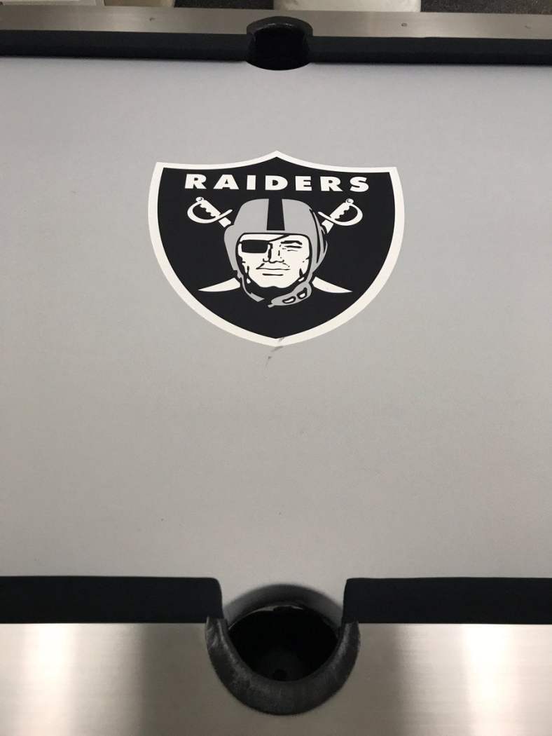 Check out this awesome Tiger Woods Oakland Raiders pool table.