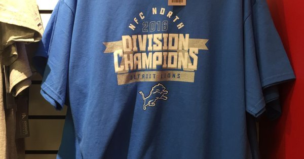 Department store selling Lions 2016 division champs shirts.