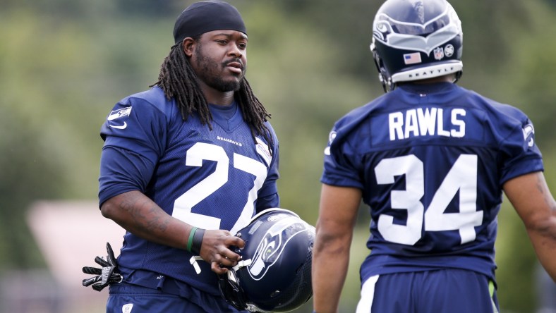 Eddie Lacy Seattle Seahawks practice NFL training camp battles