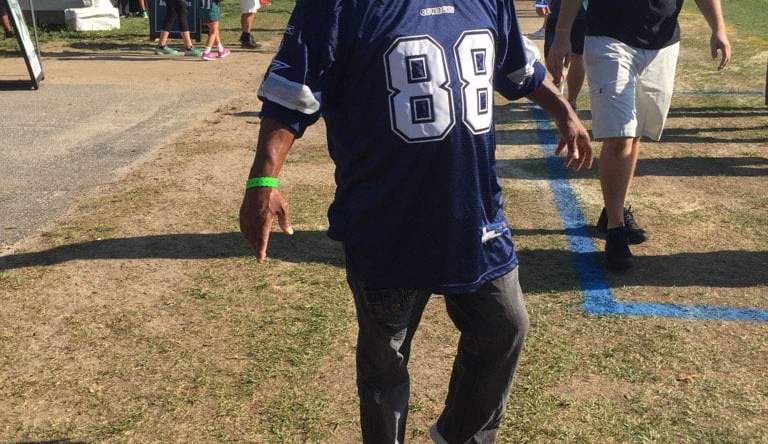 This Cowboys fans was kicked out of Eagles training camp.