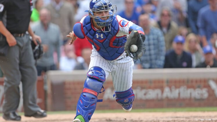 Chicago Cubs catcher Willson Contreras exited Wednesday's game with a hamstring injury.