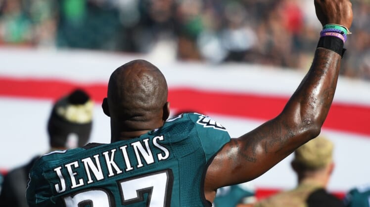 Eagles Pro Bowl safety Malcolm Jenkins continues National Anthem protest.