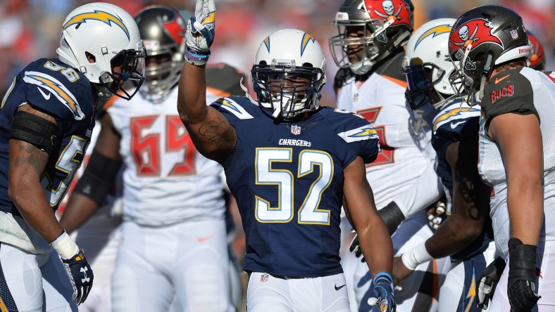 Chargers LB Denzel Perryman carted off field with leg injury.