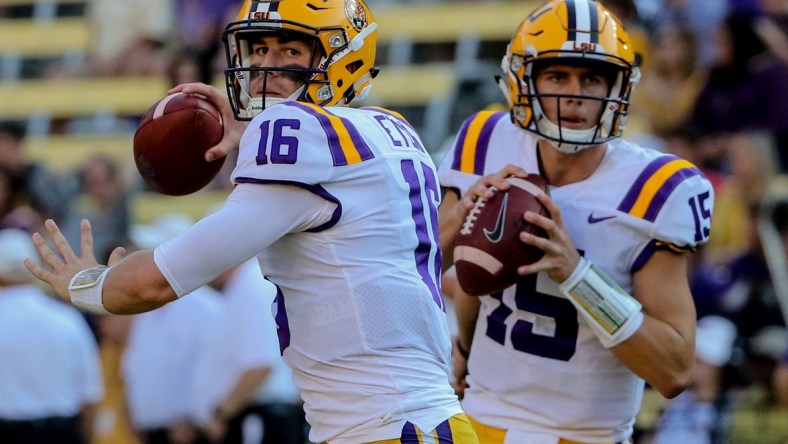 LSU quarterbacks Danny Etling and Myles Brennan