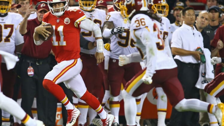 Kansas City Chiefs quarterback Alex Smith against the Washington Redskins on Monday Night Football