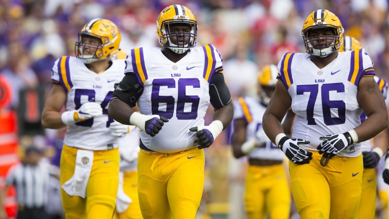 LSU offensive tackle Toby Weathersby