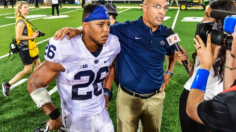 Saquon Barkley Heisman candidate and head coach James Franklin college football