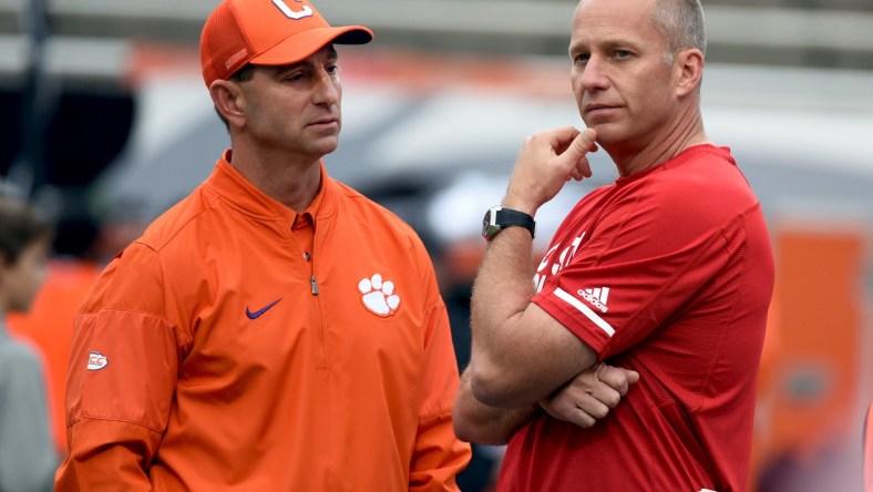 Dabo Swinney and Dave Doeren before the Clemson vs. NC State Game in Week 10