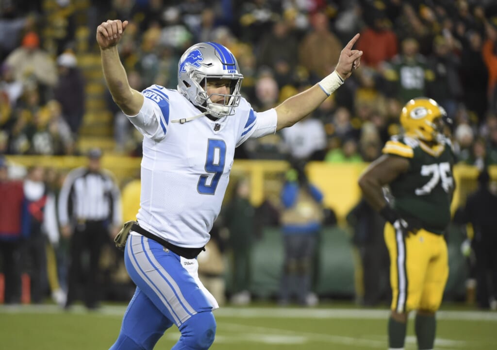 Detroit Lions quarterback Matthew Stafford on Monday Night Football against the Green Bay Packers