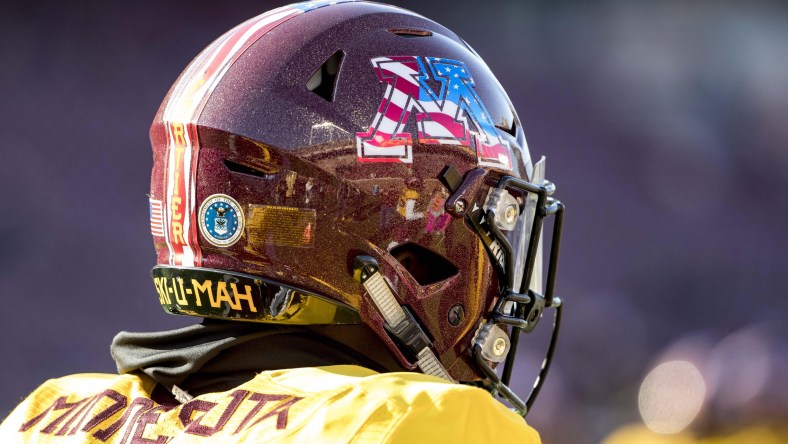 Minnesota Golden Gophers helmet honoring the US Military on Veterans Day