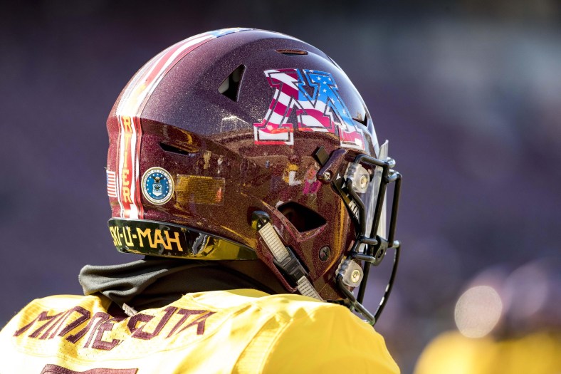 Minnesota Golden Gophers helmet honoring the US Military on Veterans Day