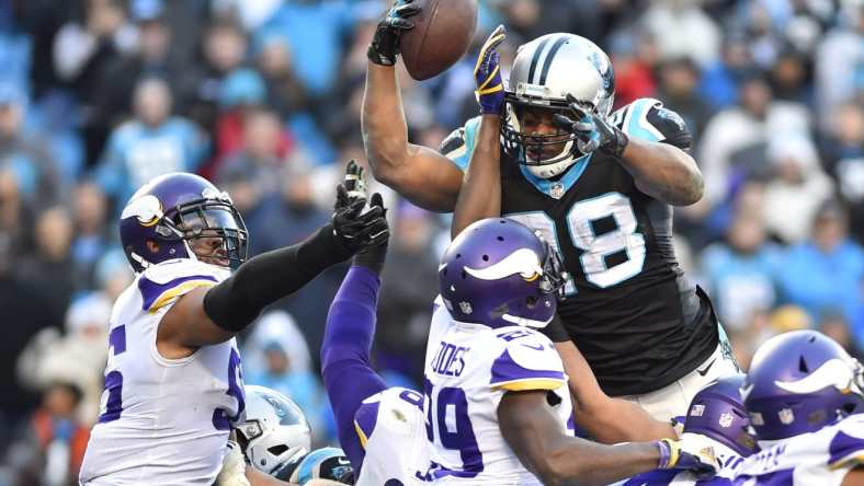 Panthers running back Jonathan Stewart scores a touchdown in NFL Week 14