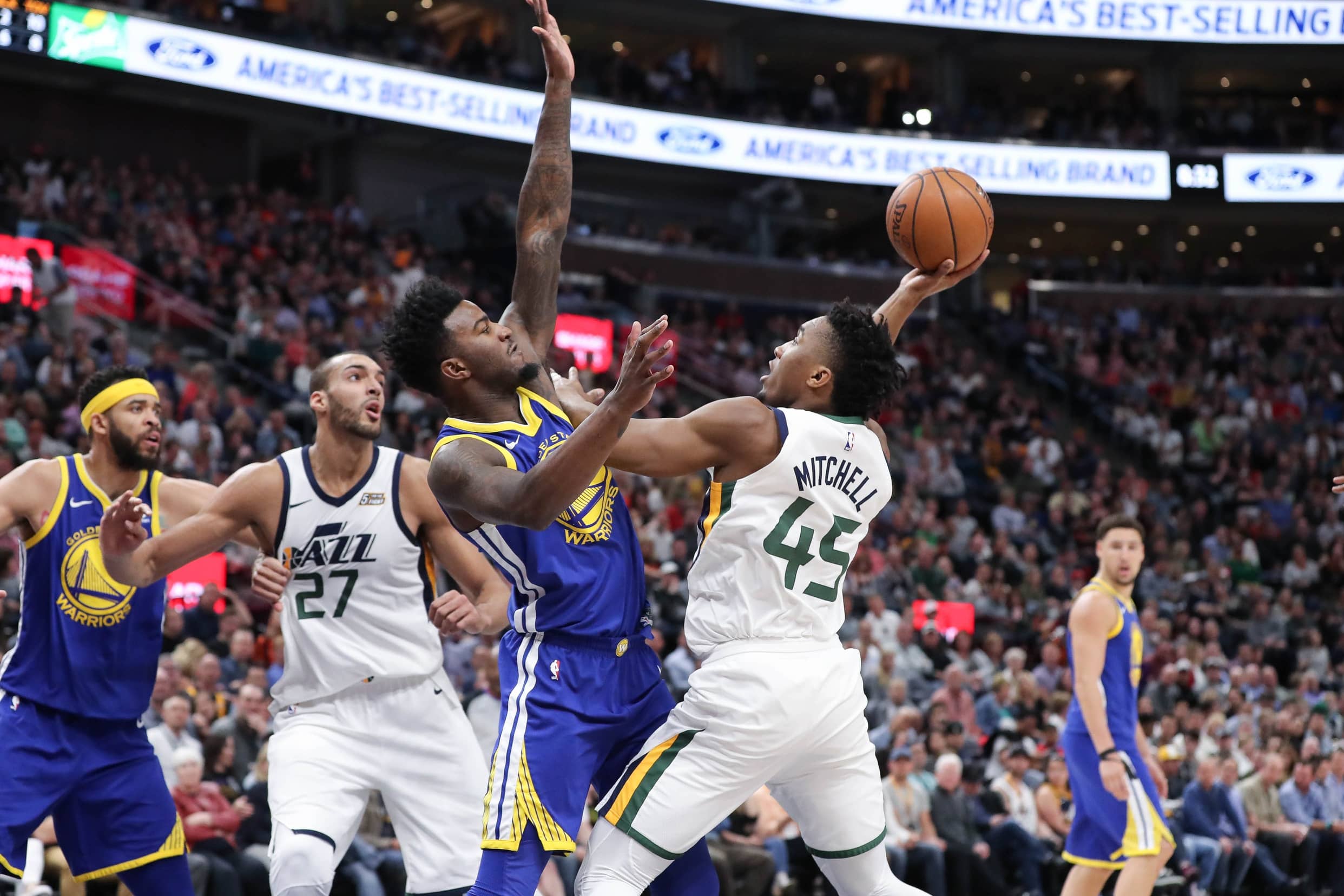 WATCH: Donovan Mitchell, Jordan Bell in hilarious 'spat' after 'incident'