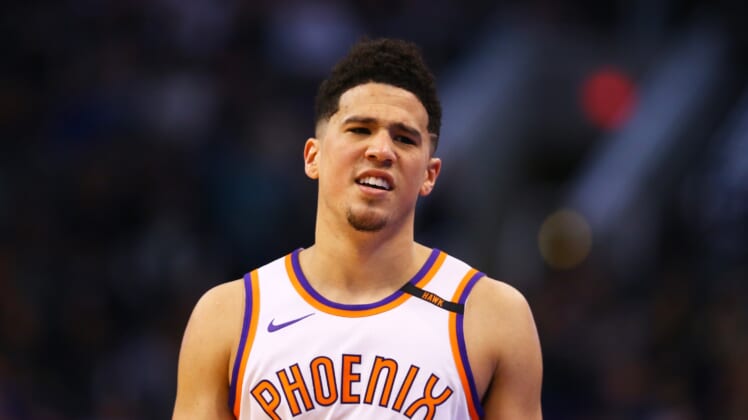 Suns star Devin Booker during game against the Thunder