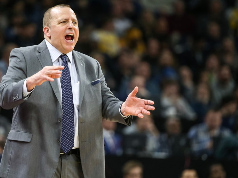 Wolves head coach Tom Thibodeau during game against the Lakers