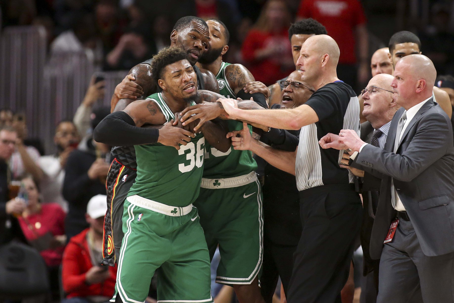 WATCH: Marcus Smart goes after DeAndre' Bembry following ejection