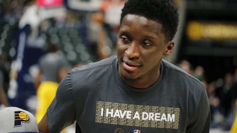 Victor Oladipo prior to a game against the Hornets