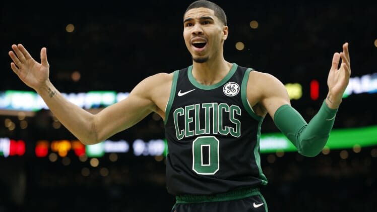 Watch: Jayson Tatum Accidentally Punches Trevor Ariza In The Face