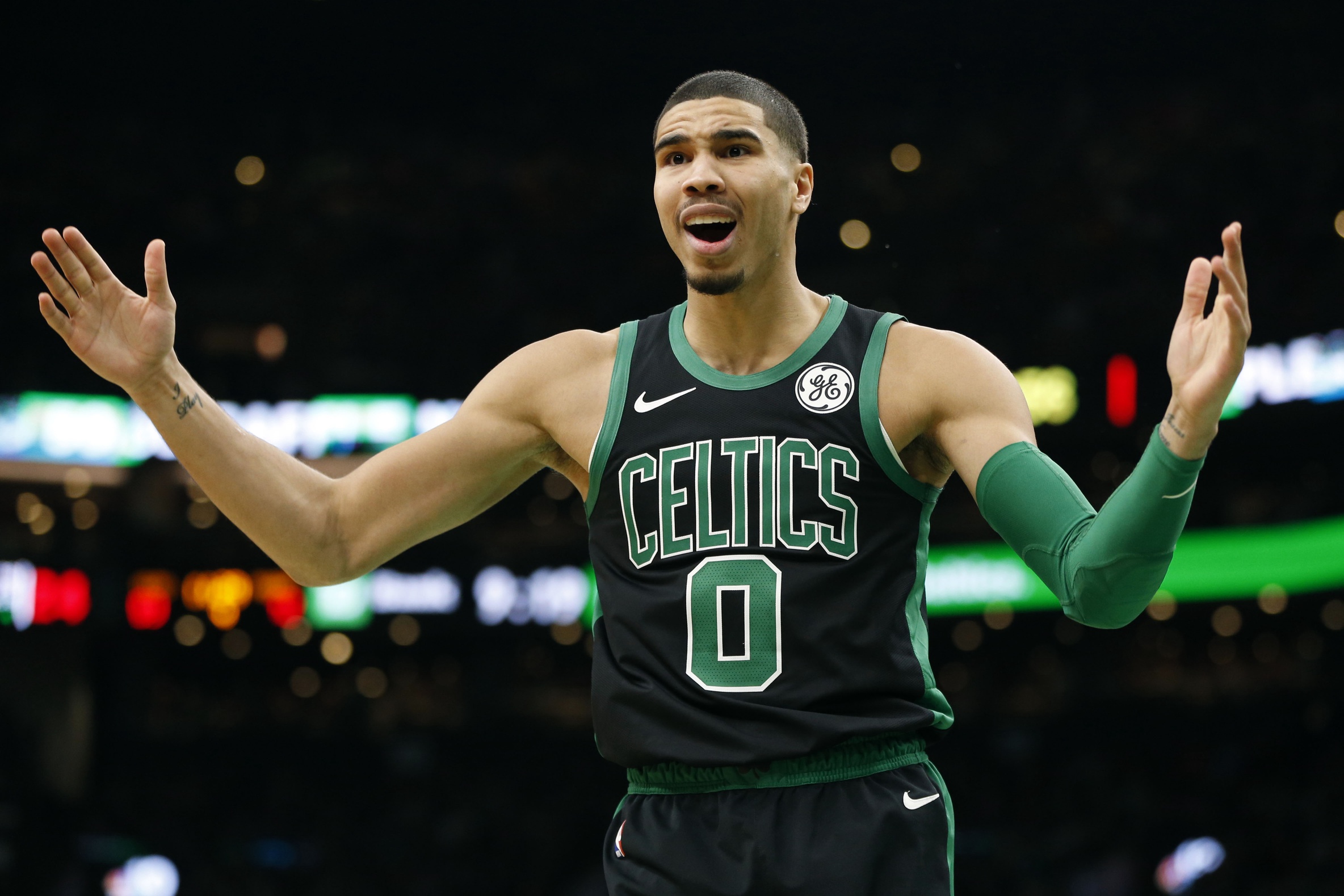 WATCH: Jayson Tatum rejects Kevin Durant in transition