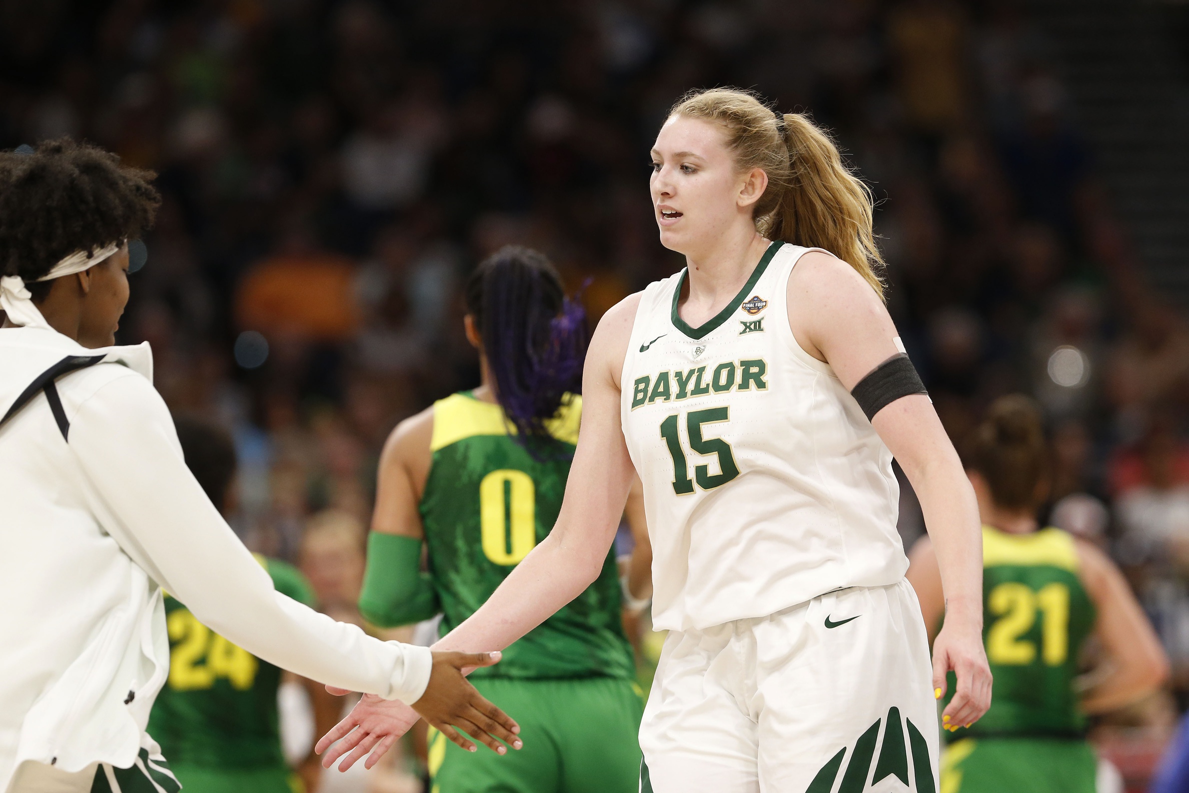 Baylor's Lauren Cox wheeled off court during NCAA Women's National Championship Game ...2379 x 1586