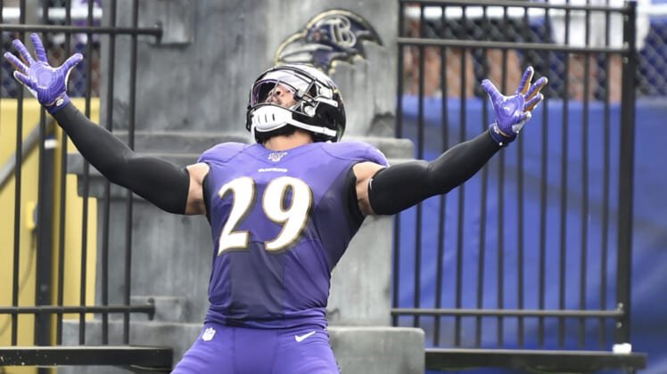Ravens' Earl Thomas during game against Browns