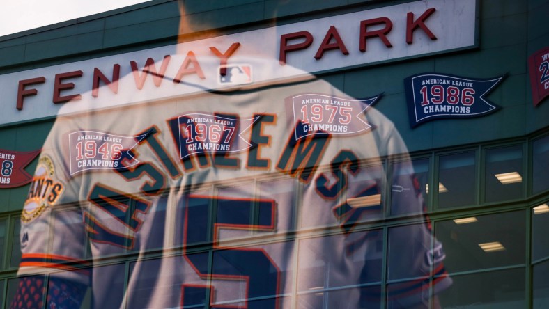 Giants' Mike Yastrzemski against Red Sox at Fenway Park