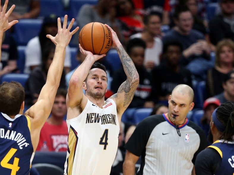 Pelicans star JJ Redick in a game against the Jazz