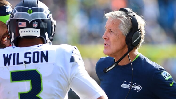Seahawks' Pete Carroll during a game against the Panthers.