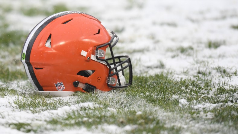 Cleveland Browns helmet during a game against the Chicago Bears