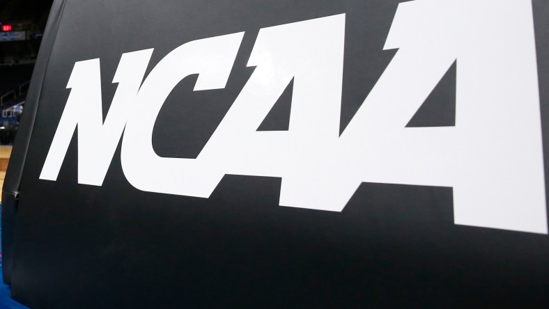 NCAA logo during tournament game