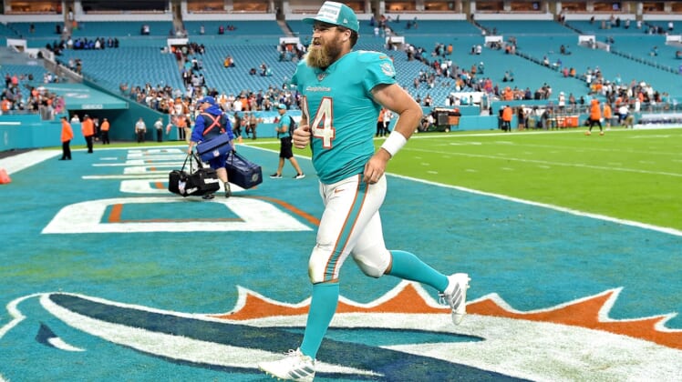 Miami Dolphins quarterback Ryan Fitzpatrick running